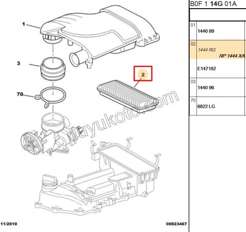 Peugeot 107 Hava Filtresi 1.0 Benzinli