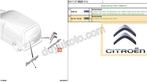 ARMA BAGAJ KAPAK AMBLEM + CITROEN BR3