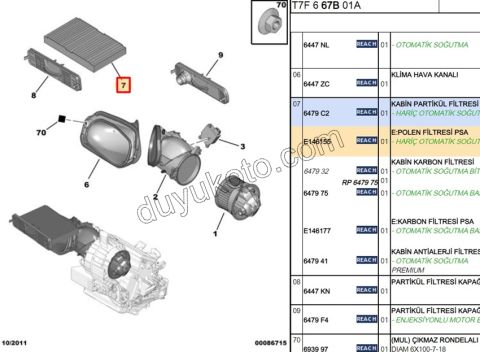 Peugeot 307 308 Polen Filtresi STD AC C2 C31 C32 C41 C42 2008/2011