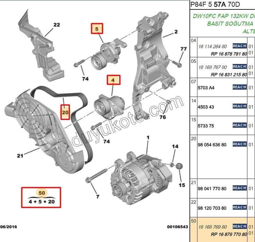 Alternatör V Kayış Kiti (Gergi Kütüklü) DW10F
