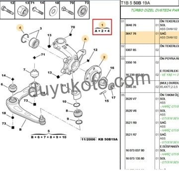 PEUGEOT 206 AKS TAŞIYICI ÖN R ABS'Lİ (AKSON)