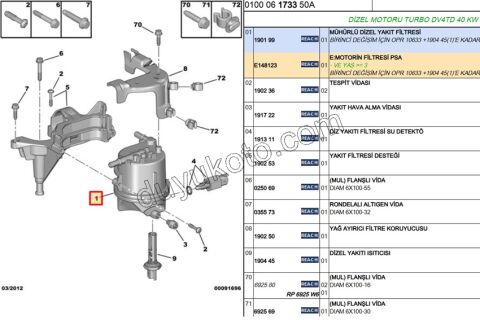 Mazot Yakıt Filtresi 1.4HDİ Euro4 02/11