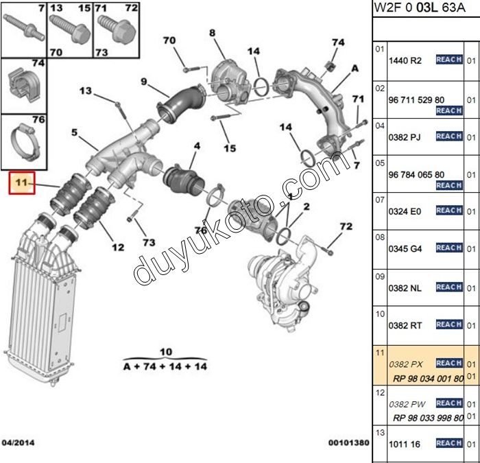 CİTROEN C5 TURBO HORTUMU SAĞ 1.6HDI EURO 5 (İNTERCOL)