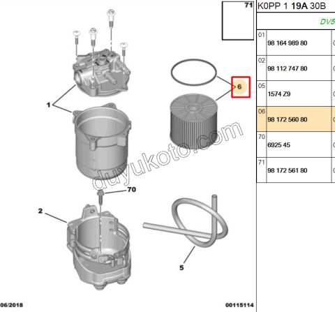 Mazot Yakıt Filtresi EXP4 1.5HDİ Euro6