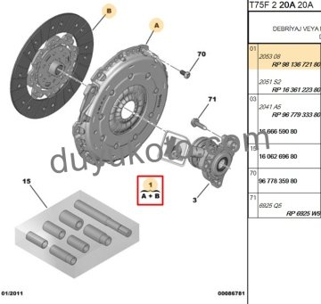 CİTROEN DS4 DEBRİYAJ SETİ 1.6THP BENZİNLİ 200HP 6 VİTES (RULMANSIZ)