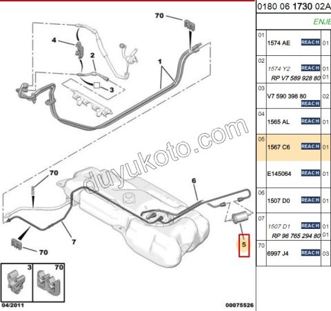 Peugeot 106 206 306 405 406 508 Benzin Filtresi P301