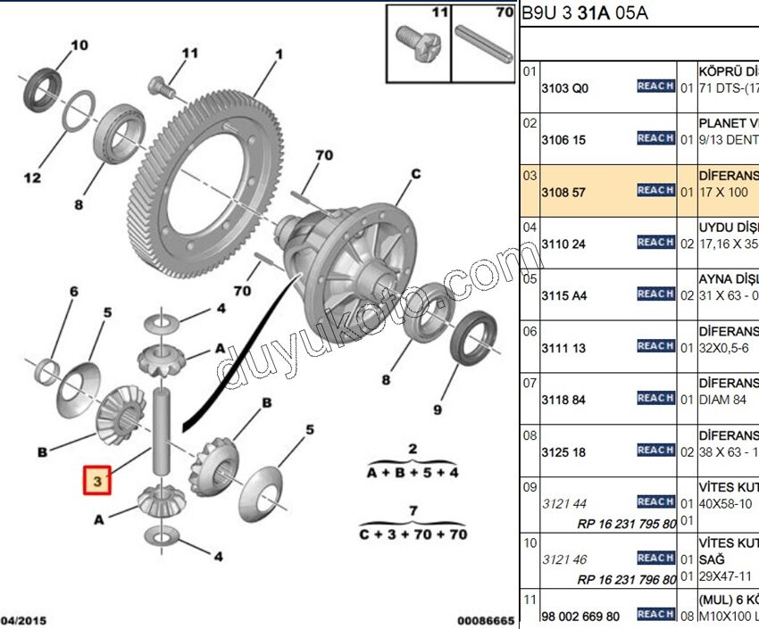 PIM ISTAVROZ MILI 1.6HDİ Euro4 PRT3 17 X 100