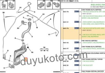 CİTROEN C4 VTS CAM SU FİSKİYE DEPOSU (FAR YIKAMALI)