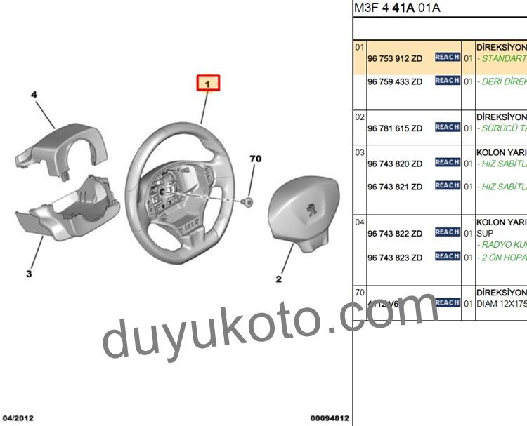 PEUGEOT CİTROEN 301 C-ELYSEE DİREKSİYON SİMİDİ (SÜNGER)