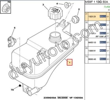 PEUGEOT PARTNER RADYATÖR EK SU DEPOSU 2.0 HDİ 2002-2007 ARASI