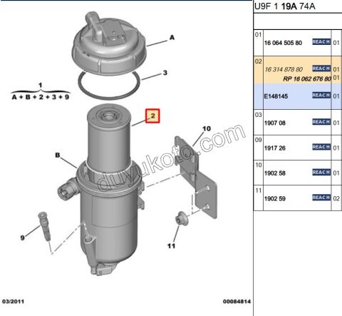 Mazot Yakıt Filtresi BXR3 2.2HDI EURO5