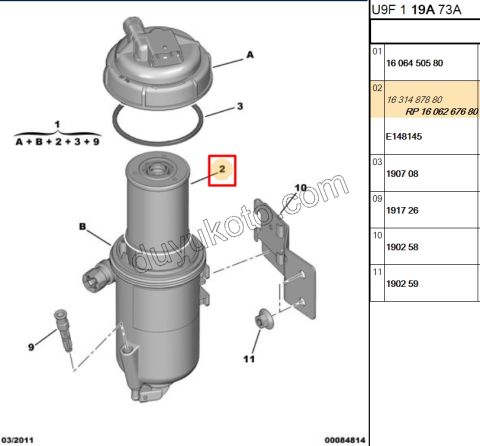 Mazot Yakıt Filtresi BXR3 2.2HDI EURO5