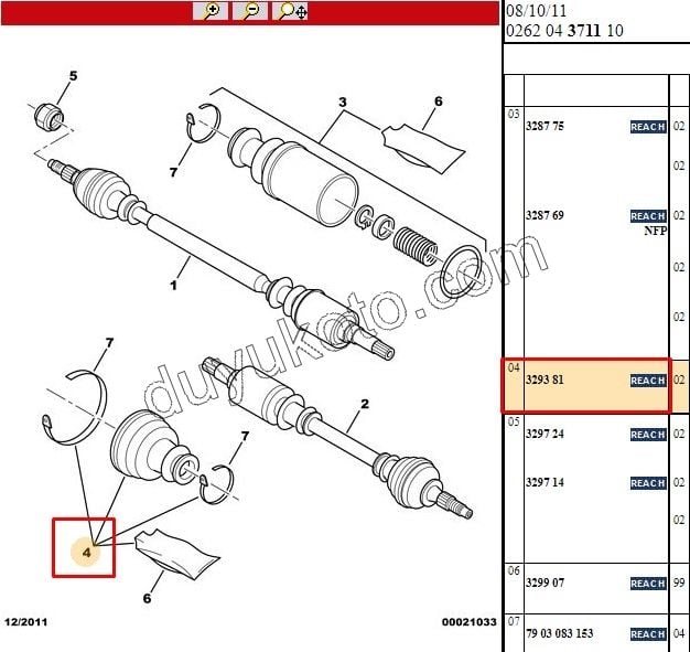 Aks Mili Dış Körüğü (Teker Tarafı)   UFAK P106 P205