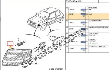 PEUEGOT 106 SAĞ SINYAL LAMBASI 1991-1996 BEYAZ