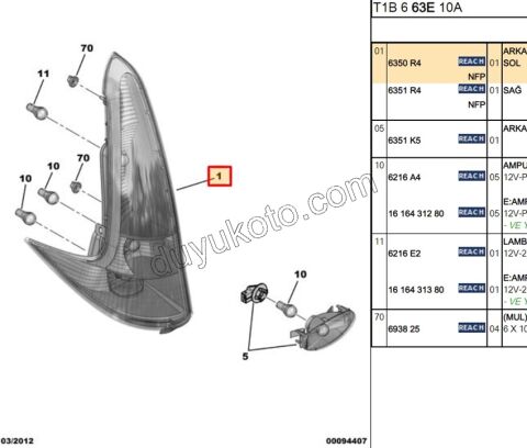Peugeot 206sw Stop Lambası Sol 2003/2009