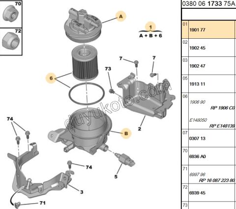 Peugeot 407 Citroen C5 Komple Mazot Filtresi EXP3 2.0HDİ 16V 136HP 16V ICI