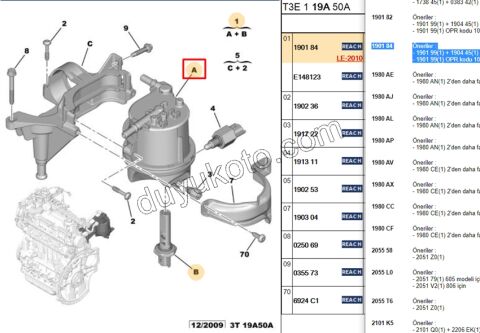 PEUGEOT CITROEN 1.4HDI Mazot Yakıt Filtresi 1.4HDİ Euro4 02/2011 (UFI)