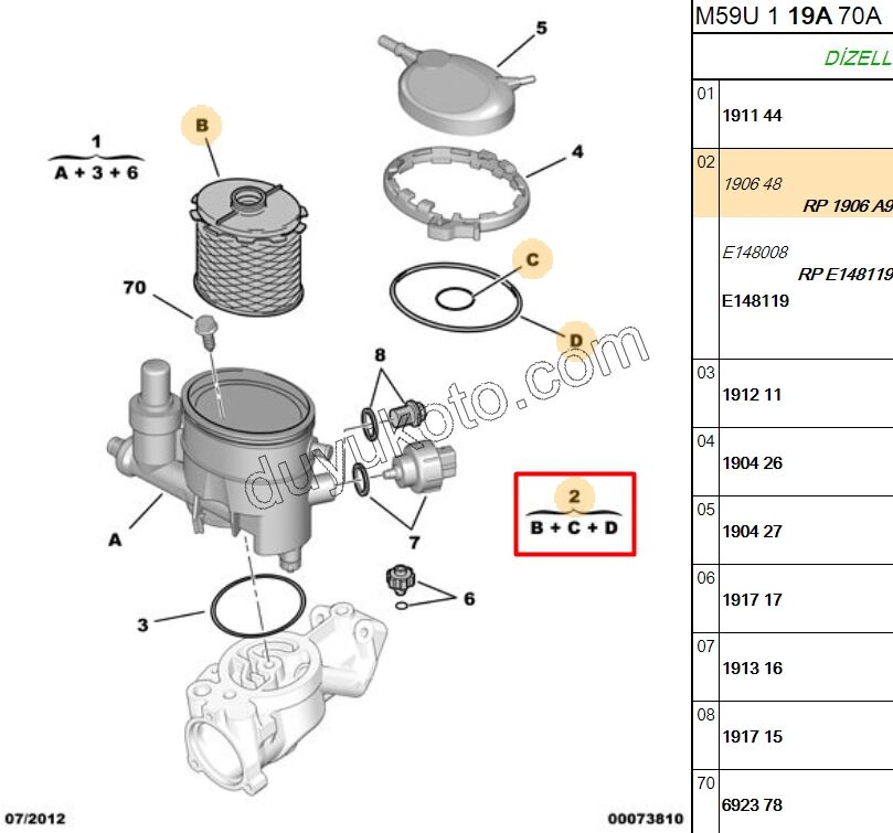 Mazot Yakıt Filtresi 1.9D, 1998/2003