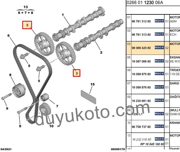 PEUGEOT 301 EKSANTRİK MİLİ DİŞLİSİ EB2 BENZİNLİ