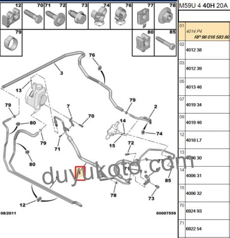 PEUGEOT PARTNER DİREKSİYON HORTUMU 1.9HDI 2.0HDI 2003/2009