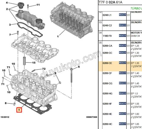 Silindir Kapak Contası 1.6HDİ Euro4 1.35 1+2