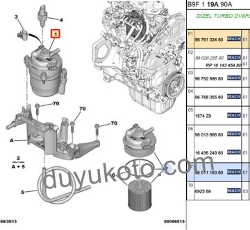 CİTROEN BERLİNGO MAZOT FİLTRESİ KOMPLE 1.6HDI EURO 6 2015 SONRASI