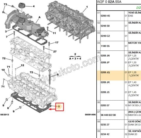 Silindir Kapak Contası 1.6HDİ Euro5/Euro6 1.35 1+1 CENTIK