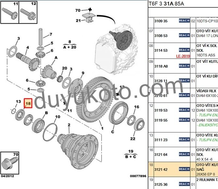 PEUGEOT 206 AKS KEÇESİ SAĞ OTOMATİK AL4