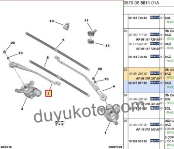 CİTROEN C4 PİCASSO SAĞ CAM SİLKİ KOLU (METAL) 2013-2018