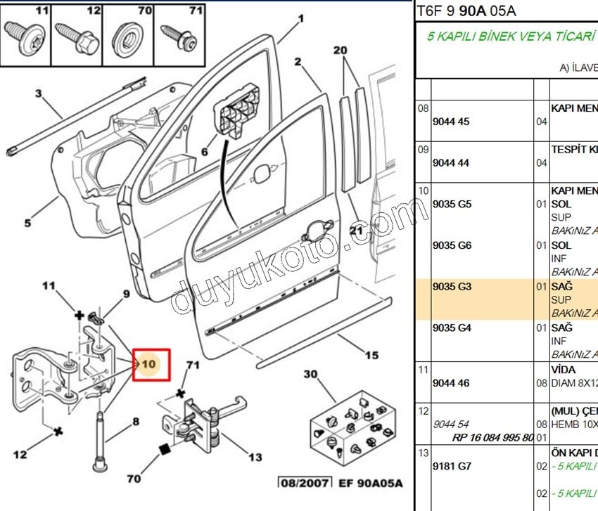 MENTESE KAPI ON + ARKA R UST P307