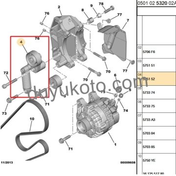 CİTROEN XSARA ALTERNATÖR GERGİ RULMANI 1.6 16V BENZİNLİ (GERGİ MEKANİZMALI)