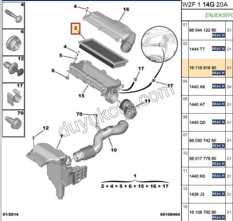 Peugeot 207 208 308 Hava Filtresi 156HP 1.6VTi 120HP THP P3001