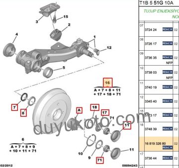 PEUGEOT 106 ARKA TEKER RULMANI (5 PARÇA)