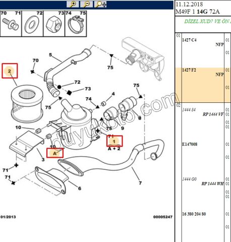 Hava Filtre Kazanı PRT1 XUD9 DW8