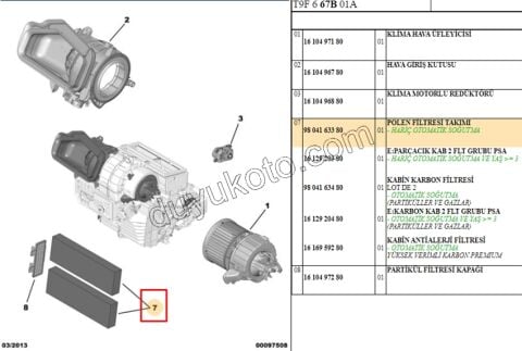 Peugeot 308 Polen Filtresi T9 MAN Klimalı 2013/ 2017