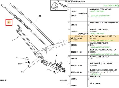 Ön Cam Silecek Süpürgesi Sol C1 P107 65CM