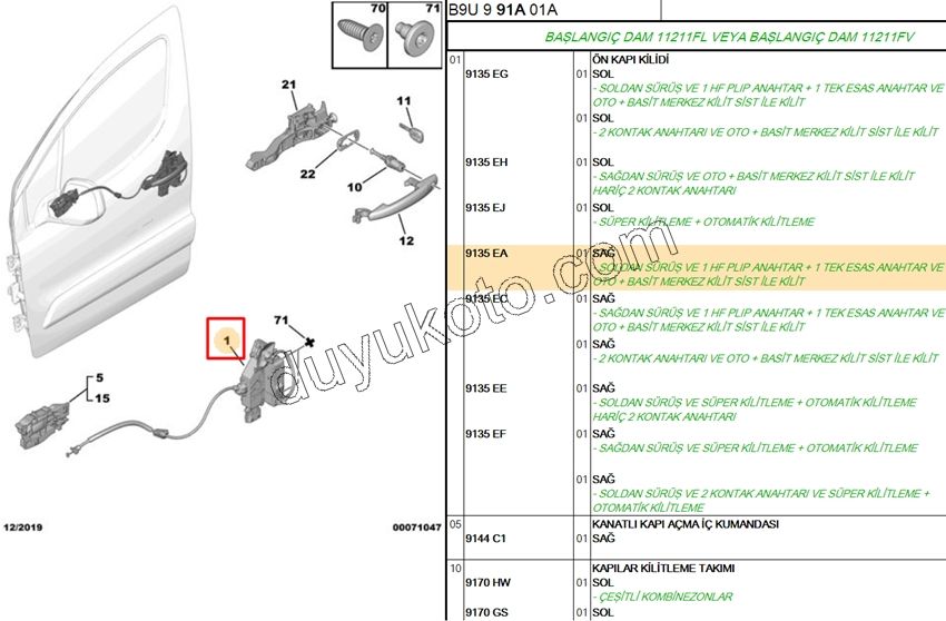 KILIT KAPI IC ON R PRT3