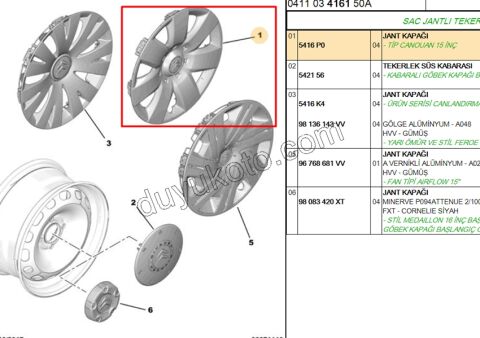 Jant Kapağı 15'inç EM BR3 2010/2012 7KOLLU