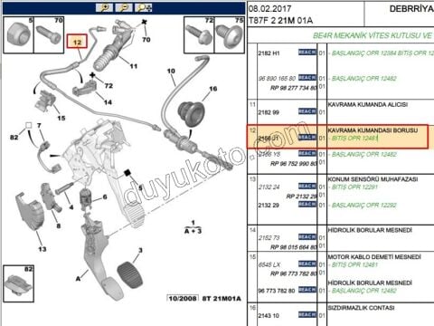 Hidrolik Debriyaj Hortumu MERKEZ PRT3 1.6HDİ Euro4 DV6BTED4 1.6VTi 120HP (REKORLU)