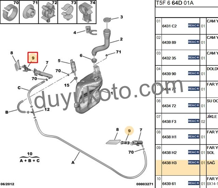 PEUGEOT 407 FAR YIKAMA FİSKİYESİ SAĞ