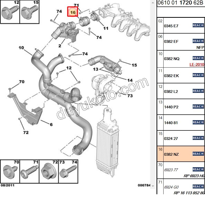 Turbo Hortumu Kısa 1.6HDİ Euro4 (DOZOR UZERI ) 10CM