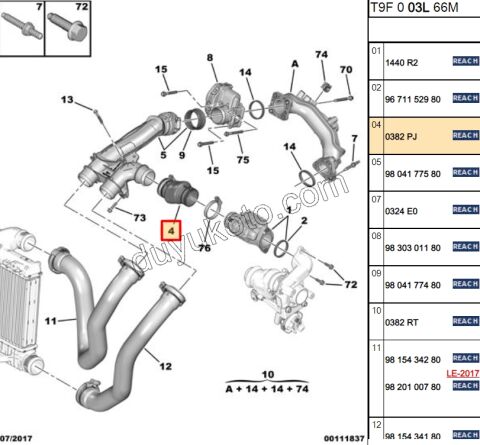 Turbo Hortumu Ara Lastik 1.6HDİ Euro5 DV6DTED