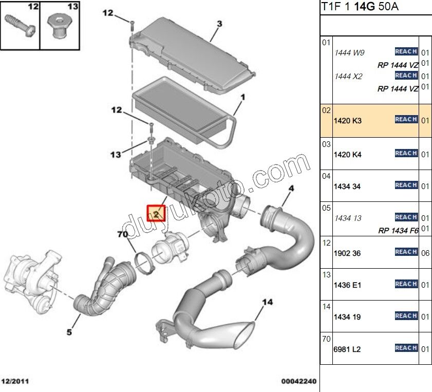 Hava Filtresi Kazanı ALT GOVDE 1.4HDİ Euro4 02/11