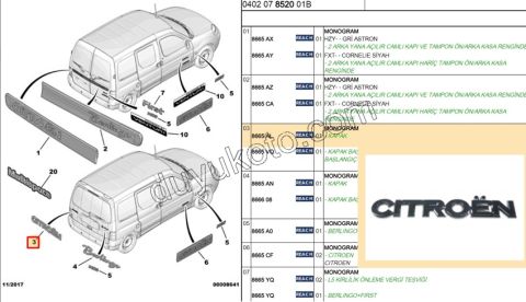 YAZI CITROEN ARKA BR2 1P KROM