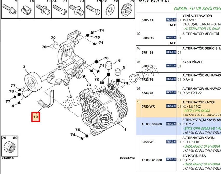 Alternatör V Kayışı 6PK1102 XUD Klimasız P306 P406