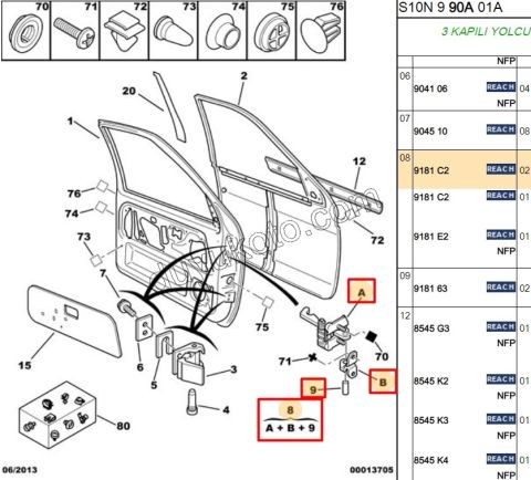 Ön Kapı Gergisi P106 SX 1P 4P
