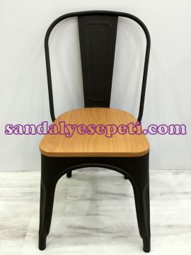 Tolix Sandalye Ahşap Siyah
