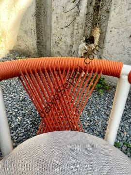 Tombul Örgü Sandalye turuncu krem