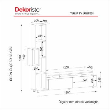 Dekorister Tulip Kitaplıklı Tv Ünitesi Beyaz