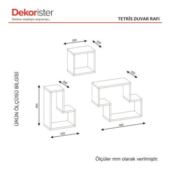 Dekorister Tetris Duvar Rafı Beyaz